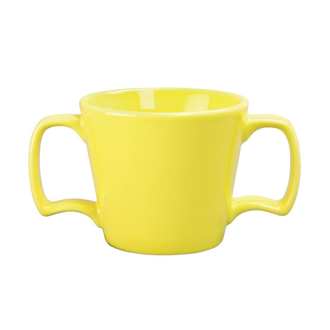 DW149 Olympia Heritage Double Handle Mugs Yellow 300ml (Pack of 6)