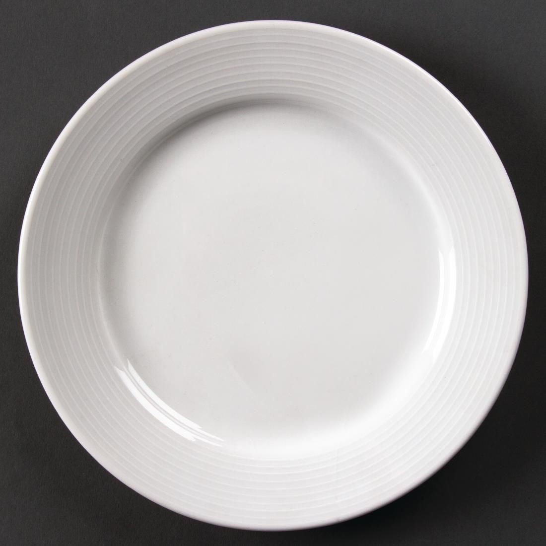 U090 Olympia Linear Wide Rimmed Plates 200mm (Pack of 12)