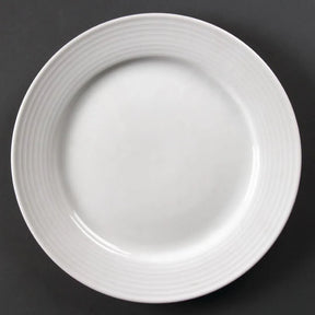 U091 Olympia Linear Wide Rimmed Plates 250mm (Pack of 12) - JD Catering Equipment Solutions Ltd