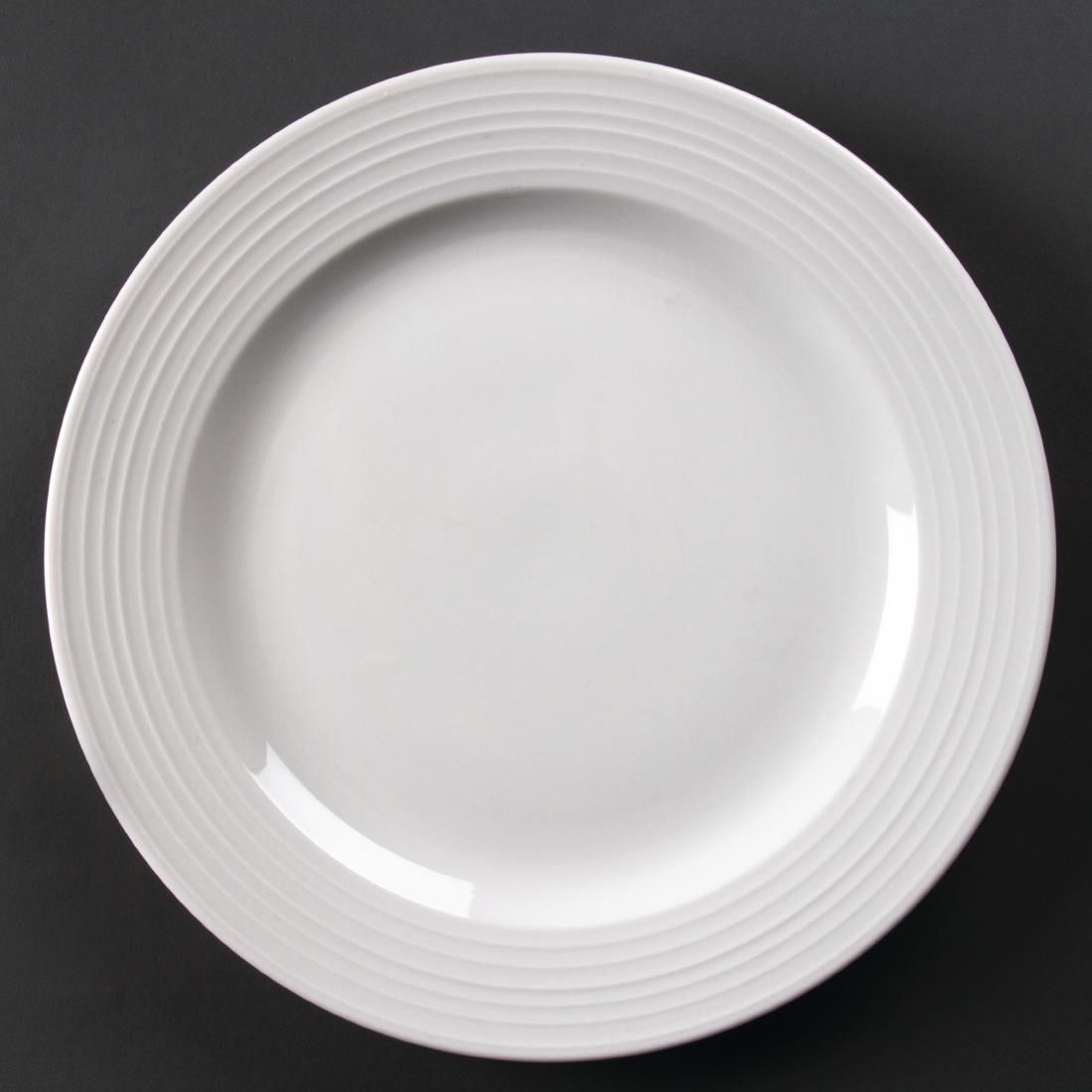 U092 Olympia Linear Wide Rimmed Plates 310mm (Pack of 6)