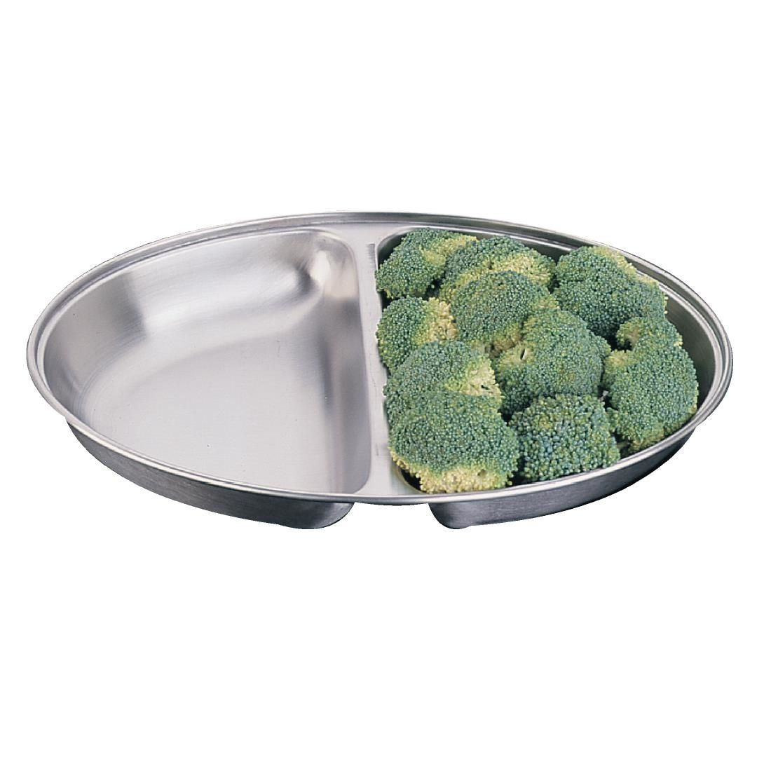 P185 Olympia Oval Vegetable Dish Two Compartments 252mm