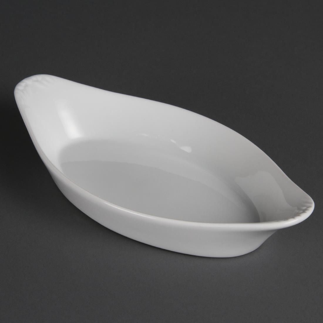 W440 Olympia Whiteware Oval Eared Dishes 262mm (Pack of 6)