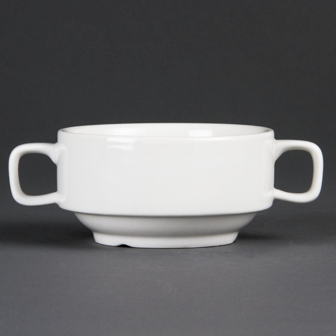 C239 Olympia Whiteware Soup Bowls With Handles 400ml (Pack of 6)