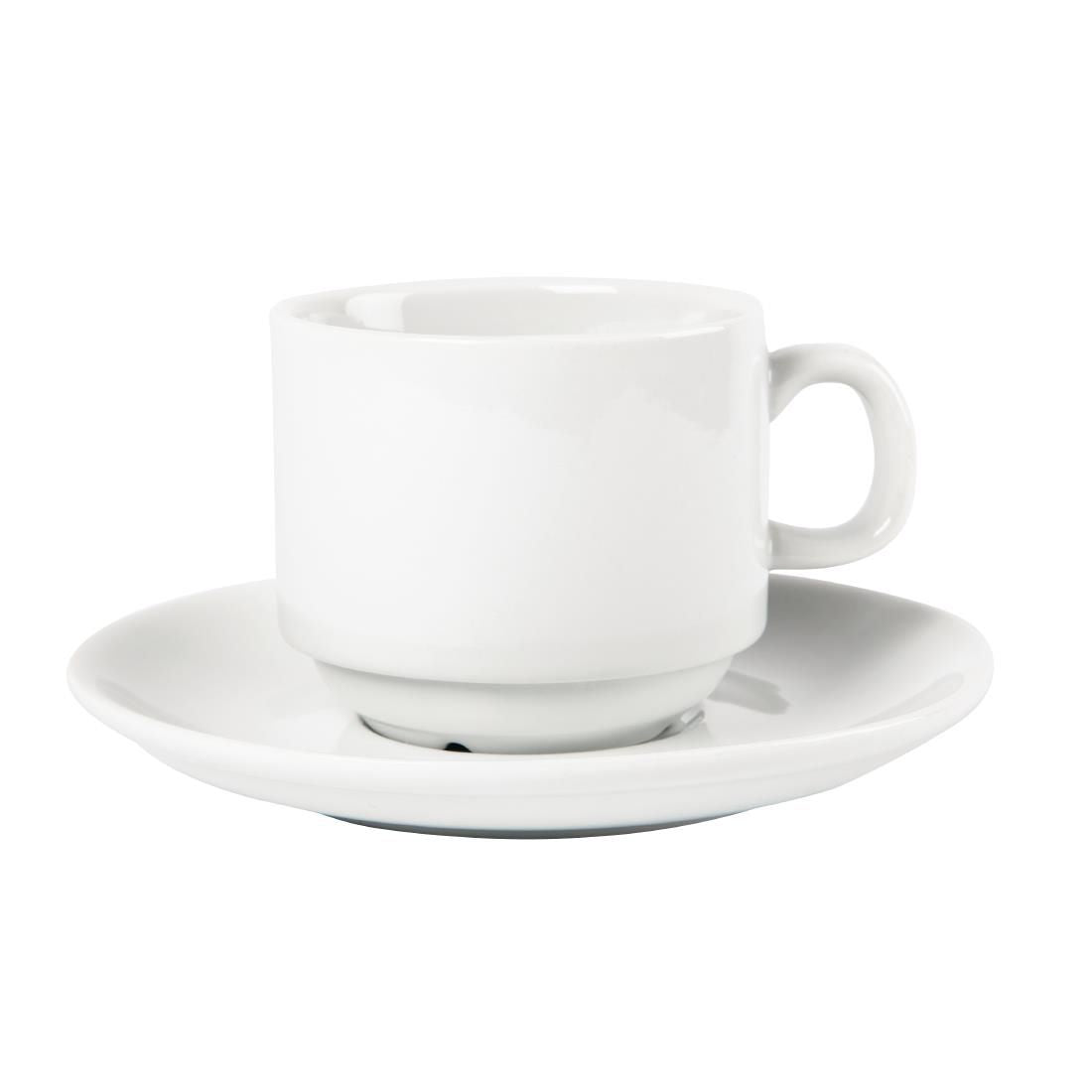 CB467 Olympia Whiteware Stacking Tea Cups 7oz 200ml (Pack of 12)