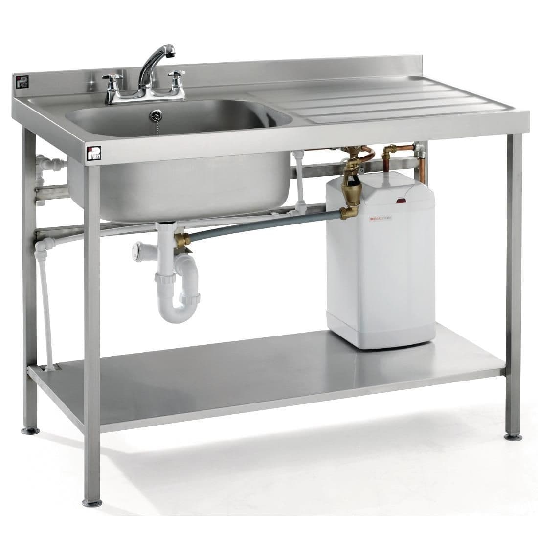 Parry Stainless Steel Fully Assembled Sink Right Hand Drainer 1400mm With Boiler