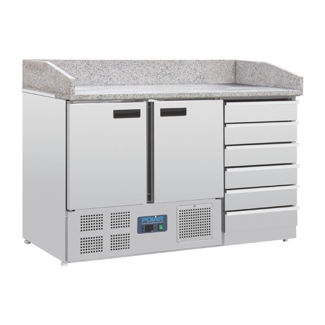 CT425 Polar G-Series Double Door Pizza Counter with Granite Top and Dough Drawers CT425