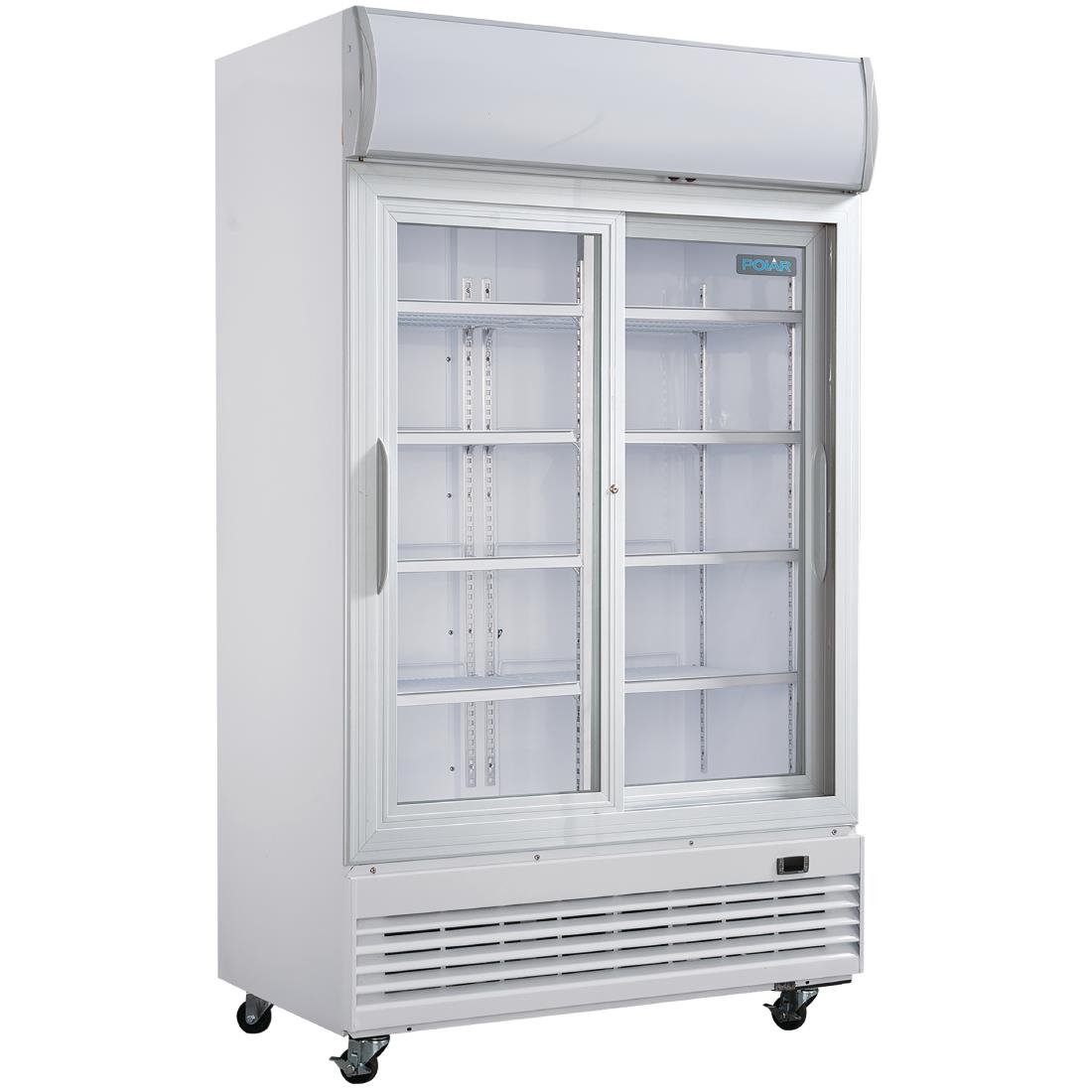 GE581 Polar G-Series Upright Display Cooler with Light Box 950Ltr with Sliding Doors