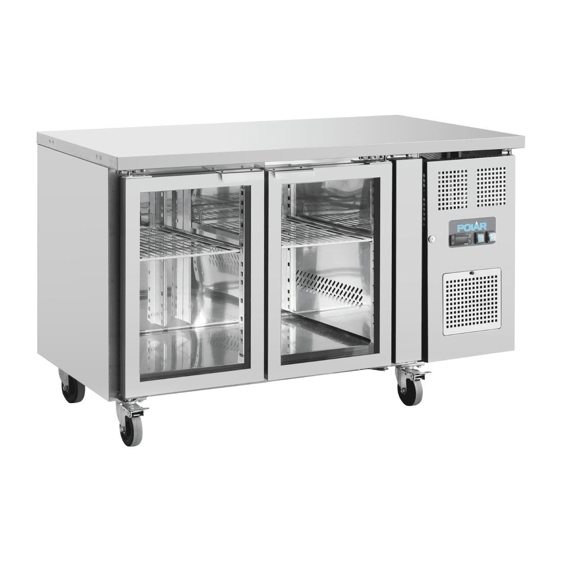 UA023 Polar U-Series 2 Door Counter Fridge with Glass Doors