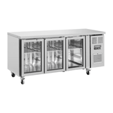 UA024 Polar U-Series 3 Door Counter Fridge with Glass Doors