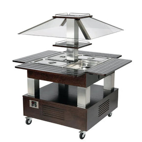 GP304 Roller Grill Chilled Salad Bar Square Dark Wood GP304 - JD Catering Equipment Solutions Ltd