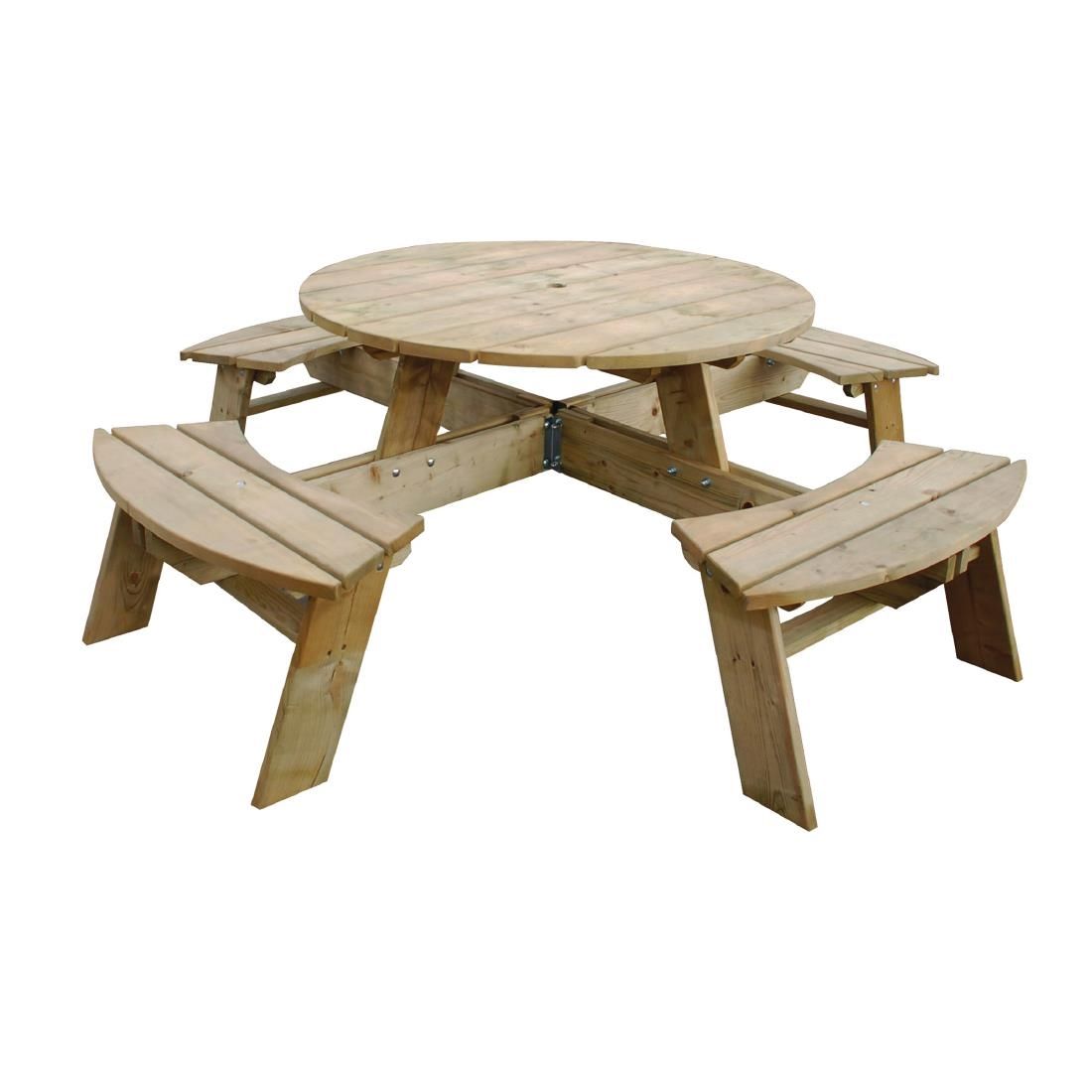 Rowlinson Round Wooden Picnic Table 6.5ft