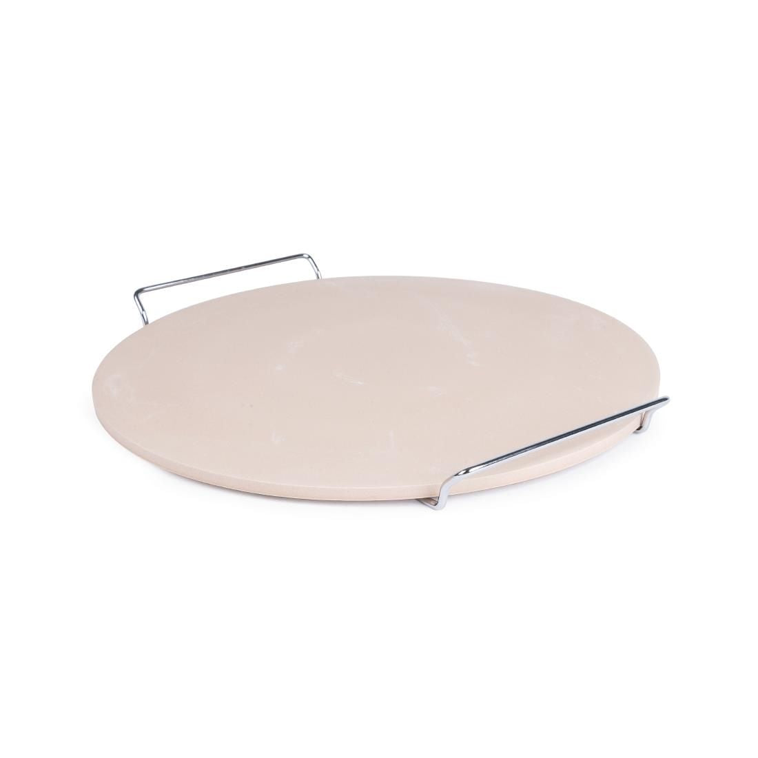 CL714 Round Pizza Stone with Metal Serving Rack