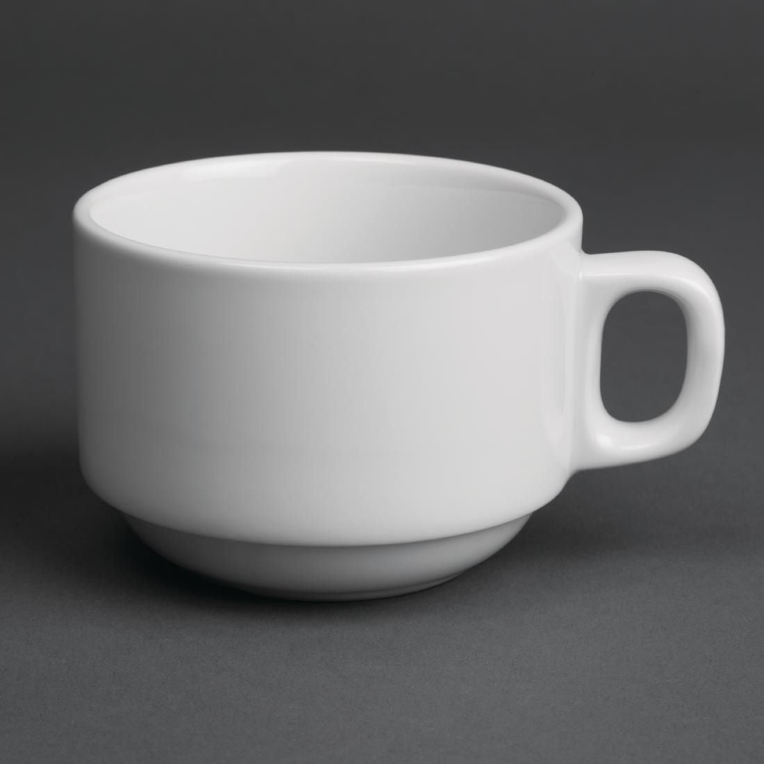 CG029 Royal Porcelain Classic White Stackable Tea Cups 200ml (Pack of 12)
