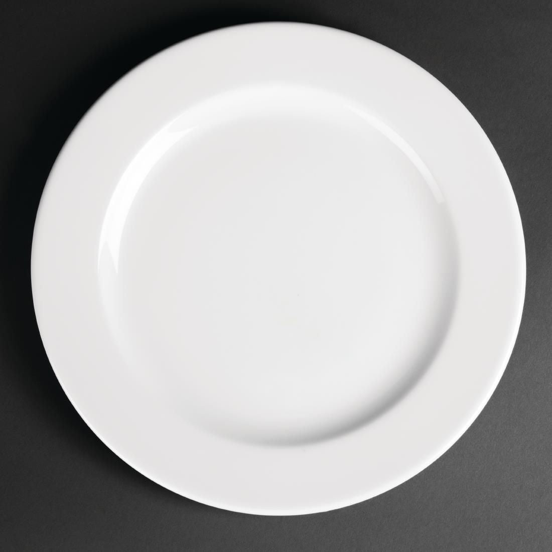 CG009 Royal Porcelain Classic White Wide Rim Plates 260mm (Pack of 12)