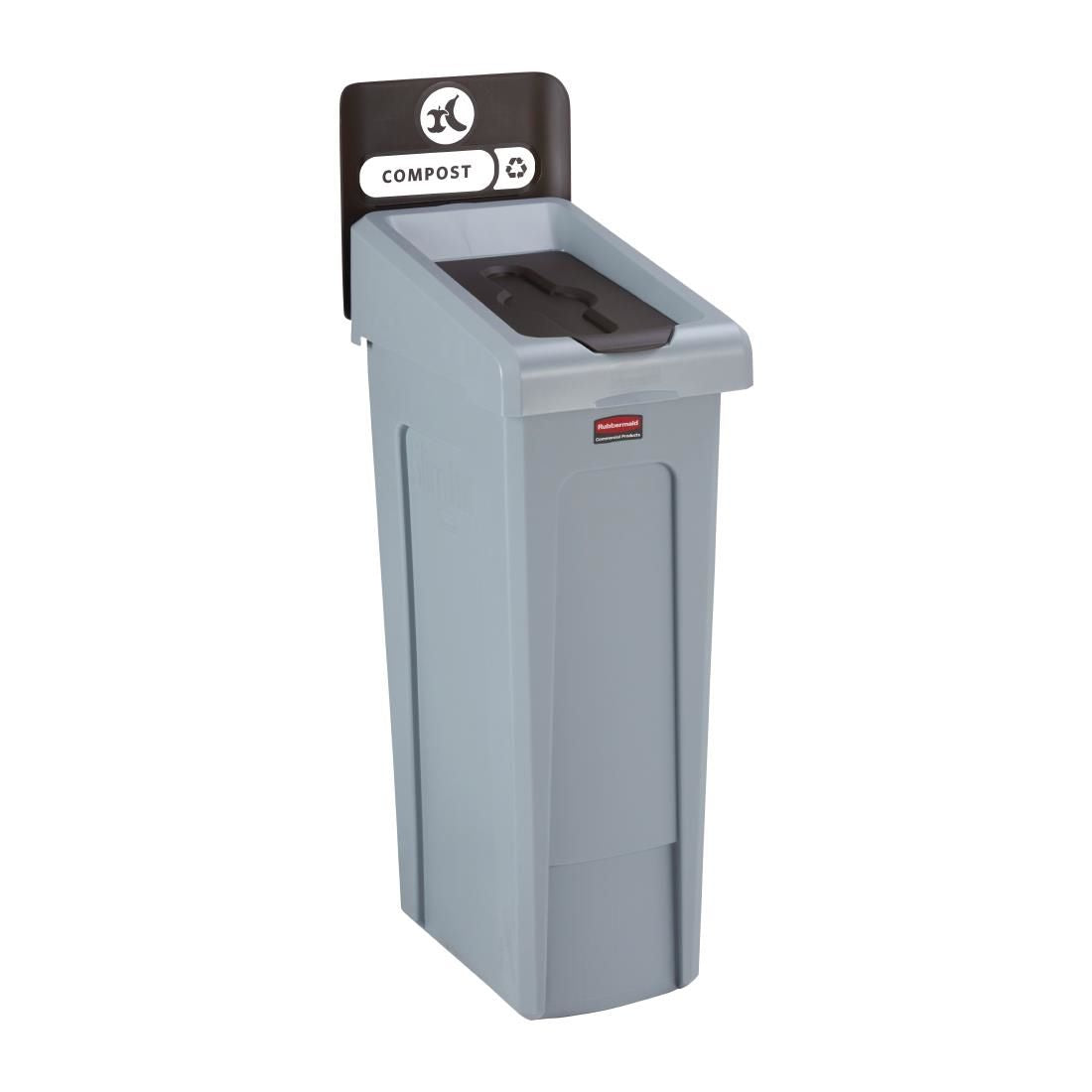DY083 Rubbermaid Slim Jim Compost Recycling Station Brown 87Ltr