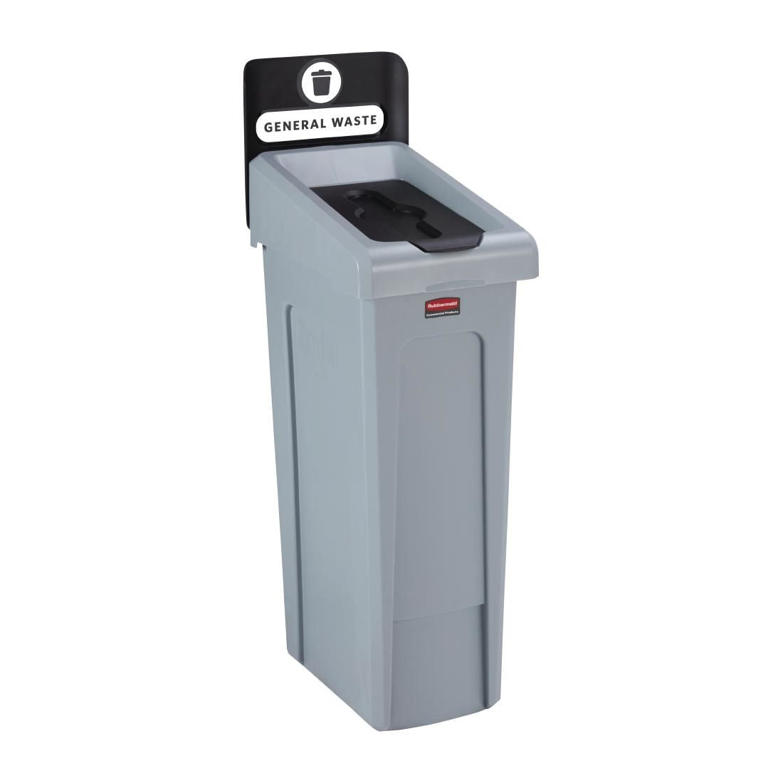 DY082 Rubbermaid Slim Jim General Waste Recycling Station Black 87Ltr