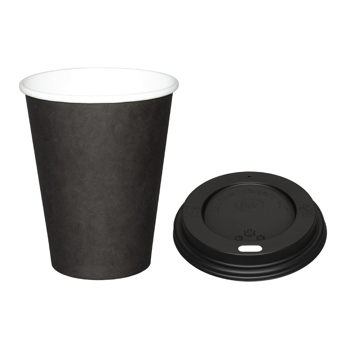 SA431 Special Offer Fiesta Recyclable Black 225ml Hot Cups and Black Lids (Pack of 1000)