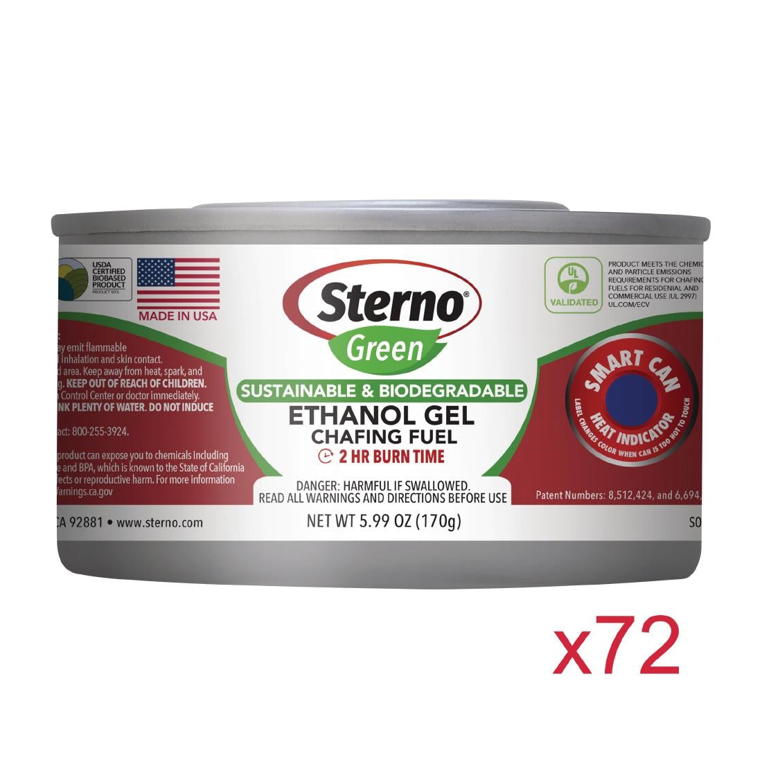 SA607 Sterno Green Ethanol Gel Chafing Fuel 2 Hour (Pack of 72)