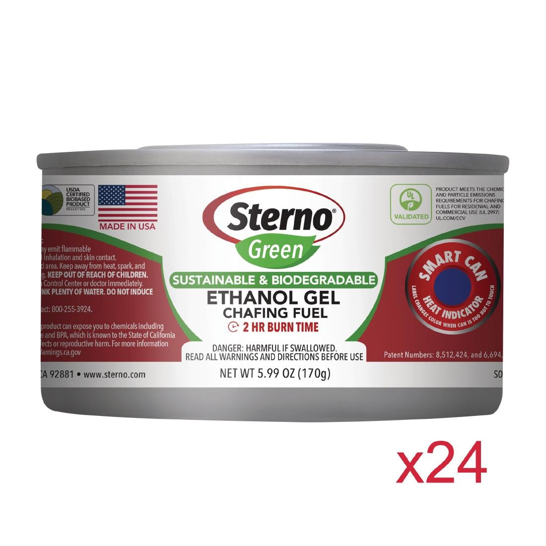SA609 Sterno Green Ethanol Gel Chafing Fuel 2 Hour (Pack of 24)