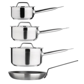 SA689 Nisbets Essentials Cook Like A Pro 4-Piece Saucepan and Frying Pan Set - JD Catering Equipment Solutions Ltd