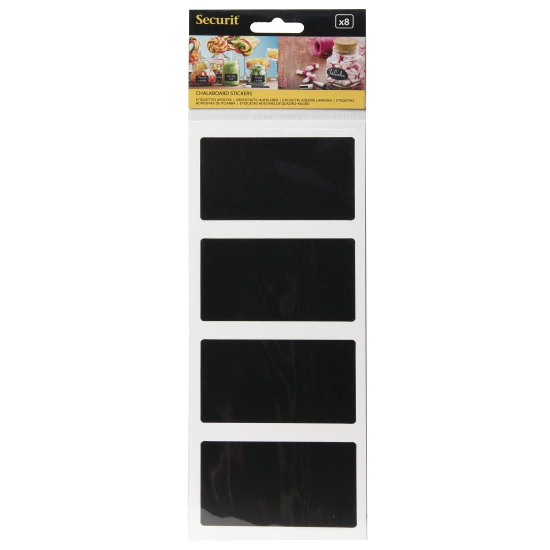 Securit  Adhesive Chalkboard Labels Rectangle (Pack of 8)