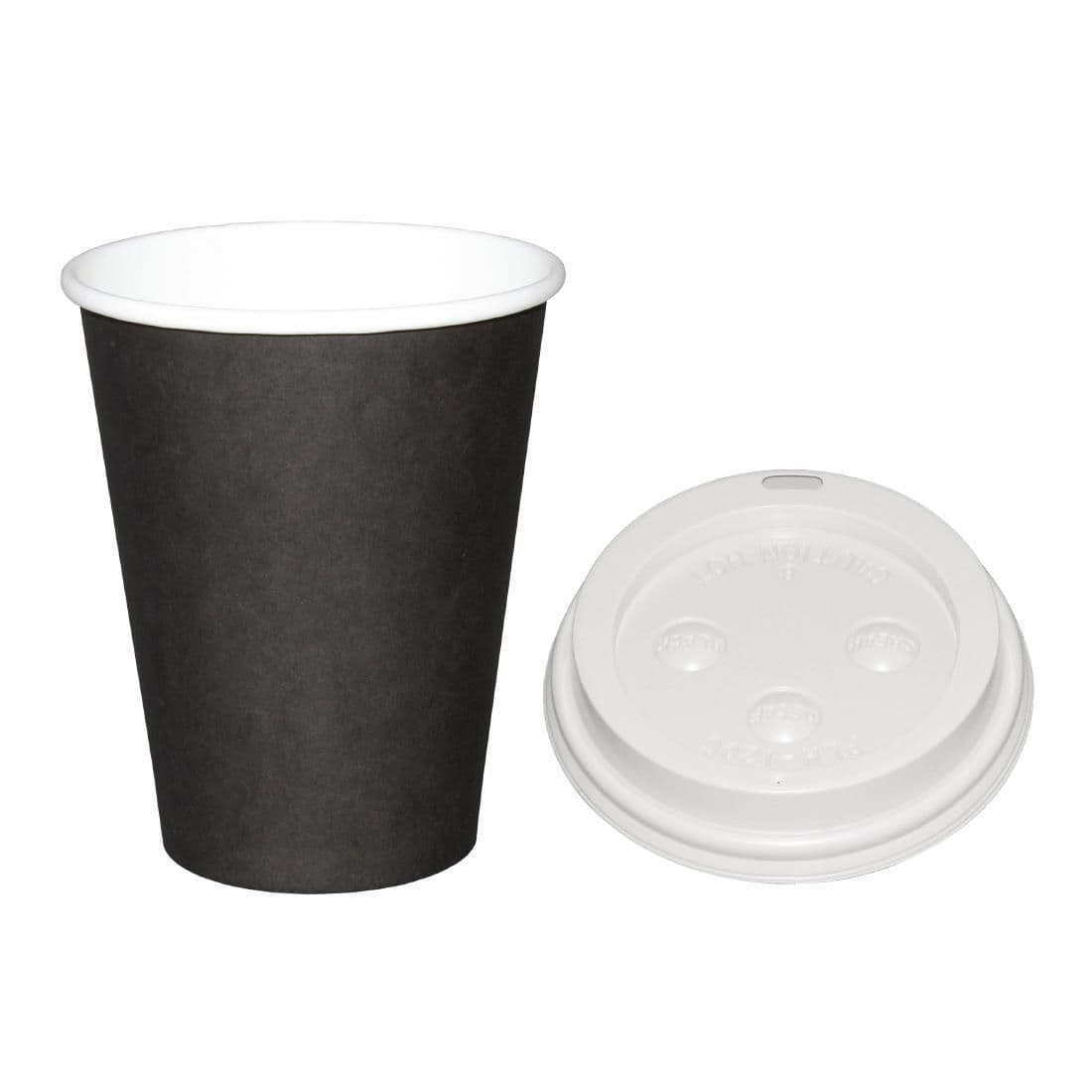 Special Offer  Fiesta Black 225ml Hot Cups and White Lids (Pack of 1000)