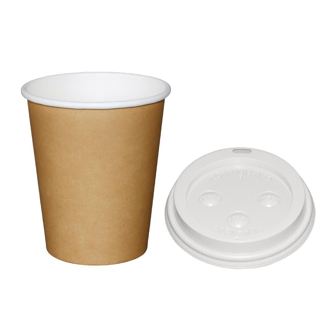 Special Offer  Fiesta Brown 225ml Hot Cups and White Lids (Pack of 1000)