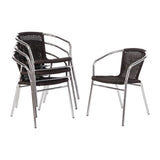 U507 - Bolero Wicker Chair with Aluminium Frame - Black Finish (Pack 4