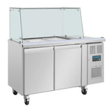 UA017 Polar U-Series GN Saladette Counter with Square Sneeze Guard 2 Door