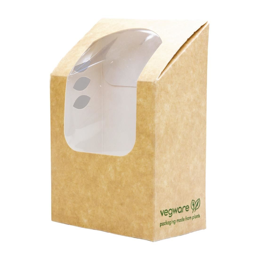 CL705 Vegware Compostable Kraft Tortilla Wrap Boxes With PLA Window (Pack of 500)