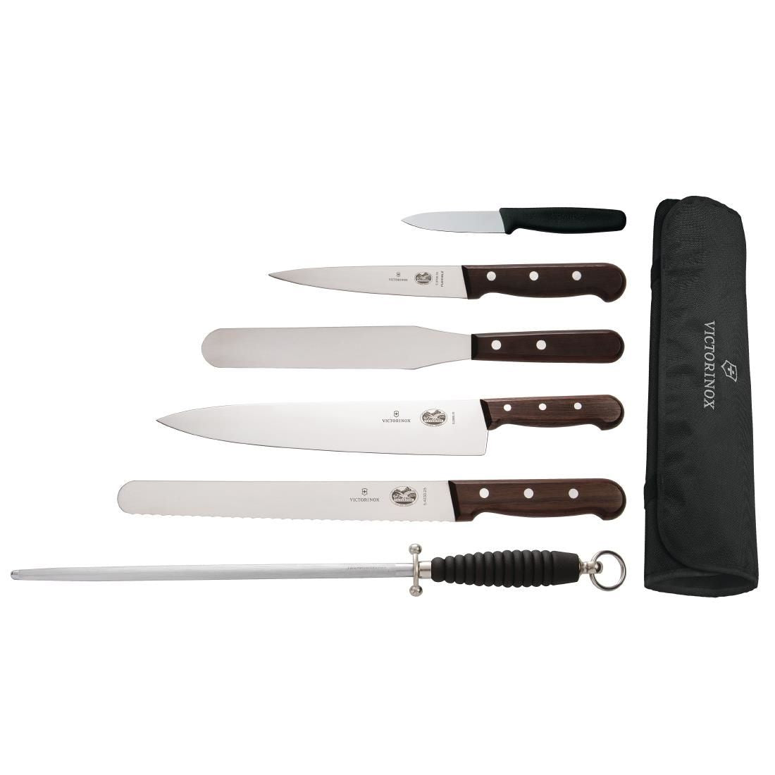 S189 Victorinox 6 Piece Rosewood Knife Set with 25cm Chefs Knife with Wallet