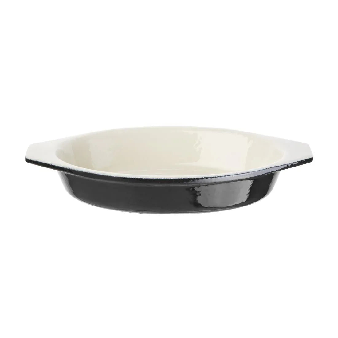 U563 Vogue Black Cast Iron Oval Gratin Dish 650ml - JD Catering Equipment Solutions Ltd