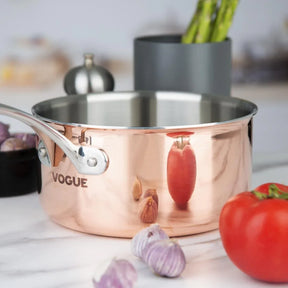 FS667 Vogue Induction Tri-Wall Copper Saucepan - 200x100mm - JD Catering Equipment Solutions Ltd