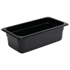 U463 Vogue Polycarbonate 1/3 Gastronorm Container 100mm Black - JD Catering Equipment Solutions Ltd