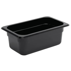 U467 Vogue Polycarbonate 1/4 Gastronorm Container 100mm Black - JD Catering Equipment Solutions Ltd