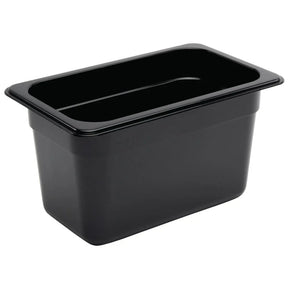 U468 Vogue Polycarbonate 1/4 Gastronorm Container 150mm Black - JD Catering Equipment Solutions Ltd