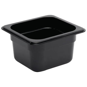U470 Vogue Polycarbonate 1/6 Gastronorm Container 100mm Black - JD Catering Equipment Solutions Ltd