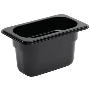 U473 Vogue Polycarbonate 1/9 Gastronorm Container 100mm Black - JD Catering Equipment Solutions Ltd
