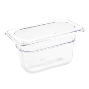 U243 Vogue Polycarbonate 1/9 Gastronorm Container 100mm Clear - JD Catering Equipment Solutions Ltd