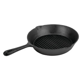 M652 Vogue Round Cast Iron Ribbed Skillet Pan - JD Catering Equipment Solutions Ltd