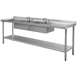 U910 Vogue Stainless Steel Double Sink with Double Drainer 2400mm