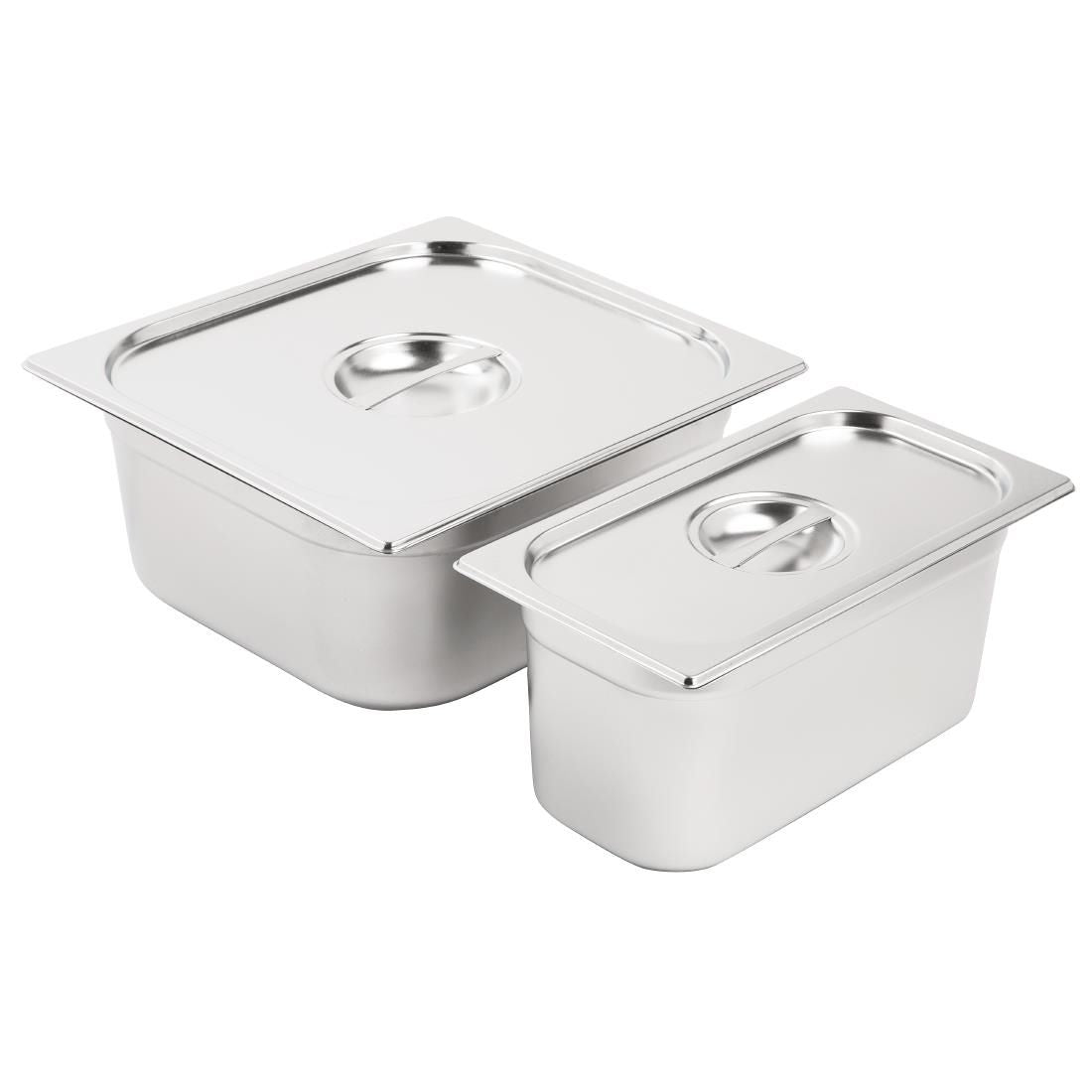 SA240 Vogue Stainless Steel Gastronorm Pan Set 1/3 and 2/3 with Lids
