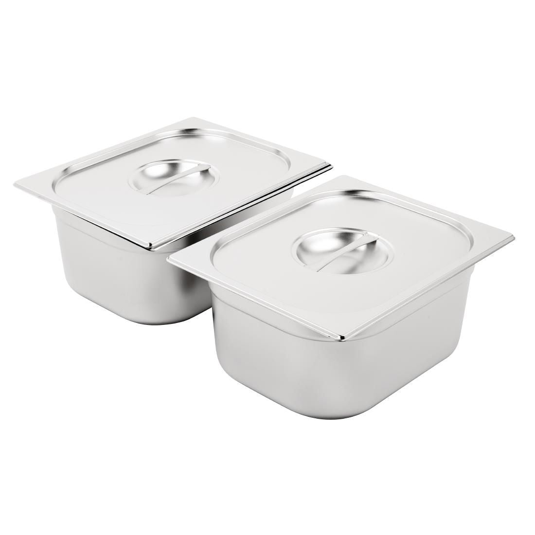 SA245 Vogue Stainless Steel Gastronorm Pan Set 2 x 1/2 with Lids