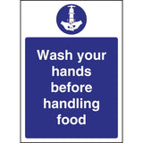 W110 Vogue Wash hands Before Handling Food Sign - JD Catering Equipment Solutions Ltd