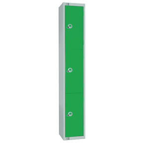 W956-CNS Elite Three Door Coin Return Locker with Sloping Top Green - JD Catering Equipment Solutions Ltd