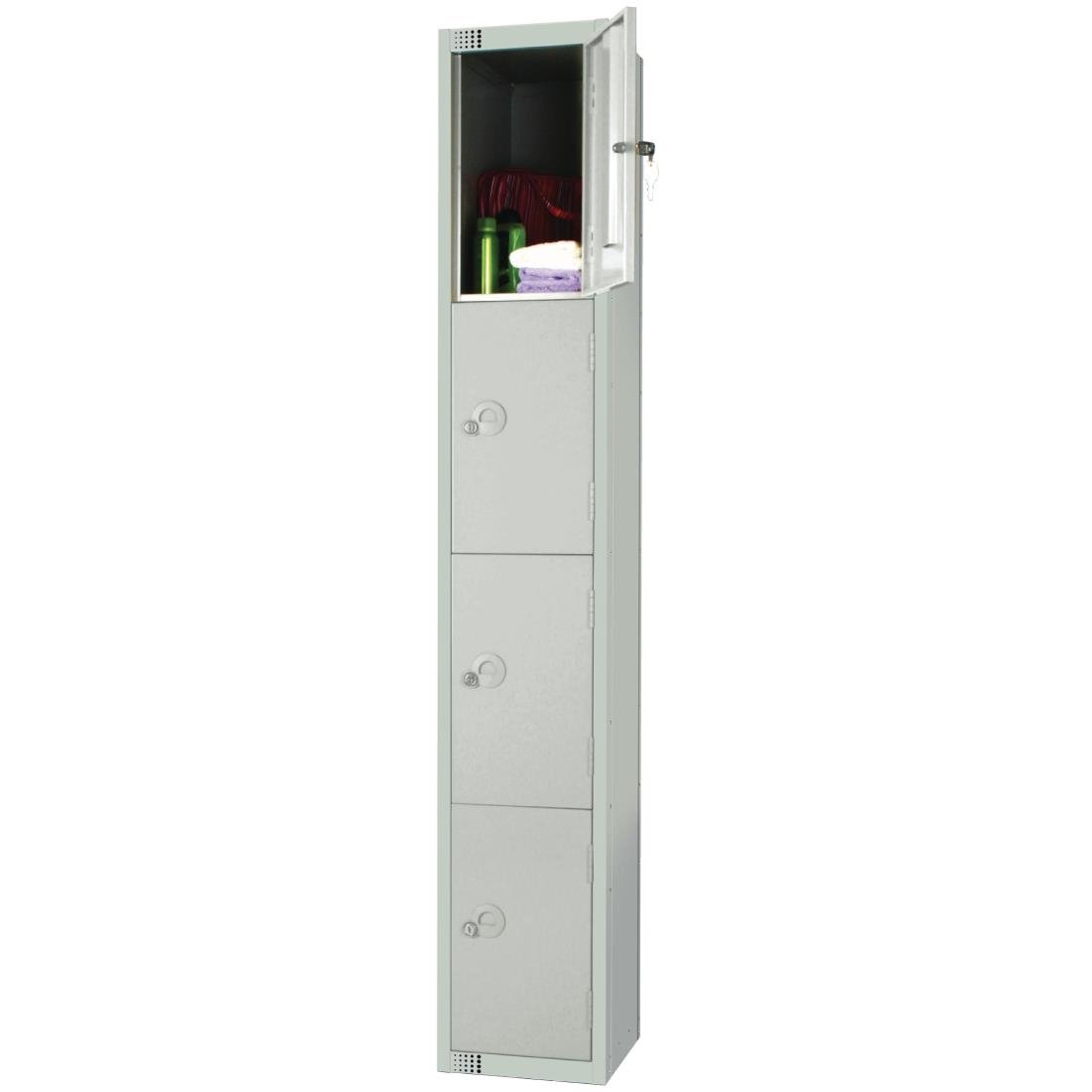 W962-PS Elite Four Door Padlock Locker with Sloping Top Grey