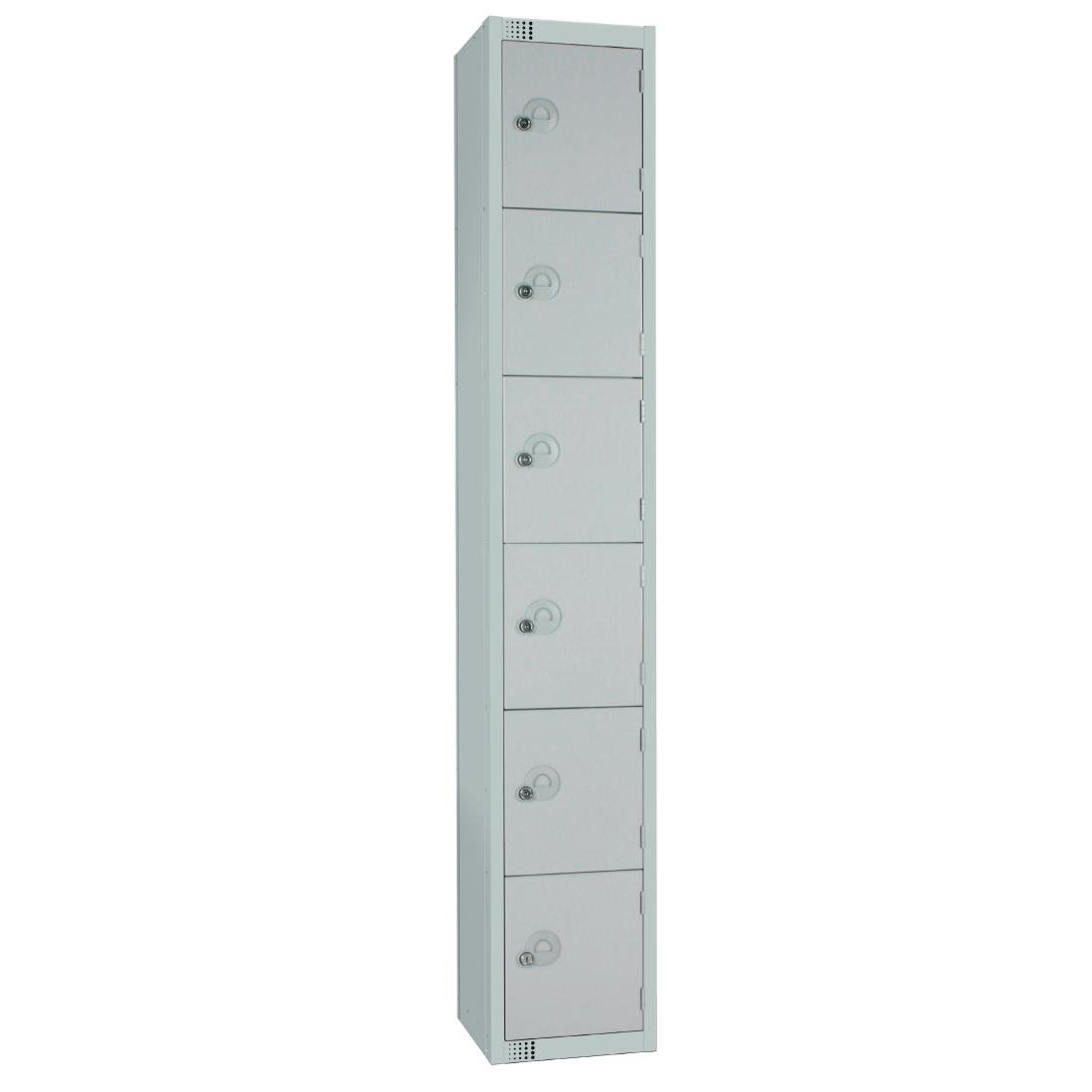 W963-PS Elite Six Door Padlock Locker with Sloping Top Grey