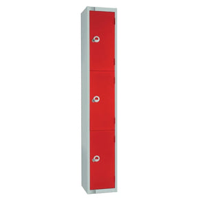 W981-P Elite Three Door Padlock Locker Red - JD Catering Equipment Solutions Ltd