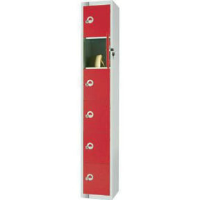 W983-PS Elite Six Door Padlock Locker with Sloping Top Red - JD Catering Equipment Solutions Ltd