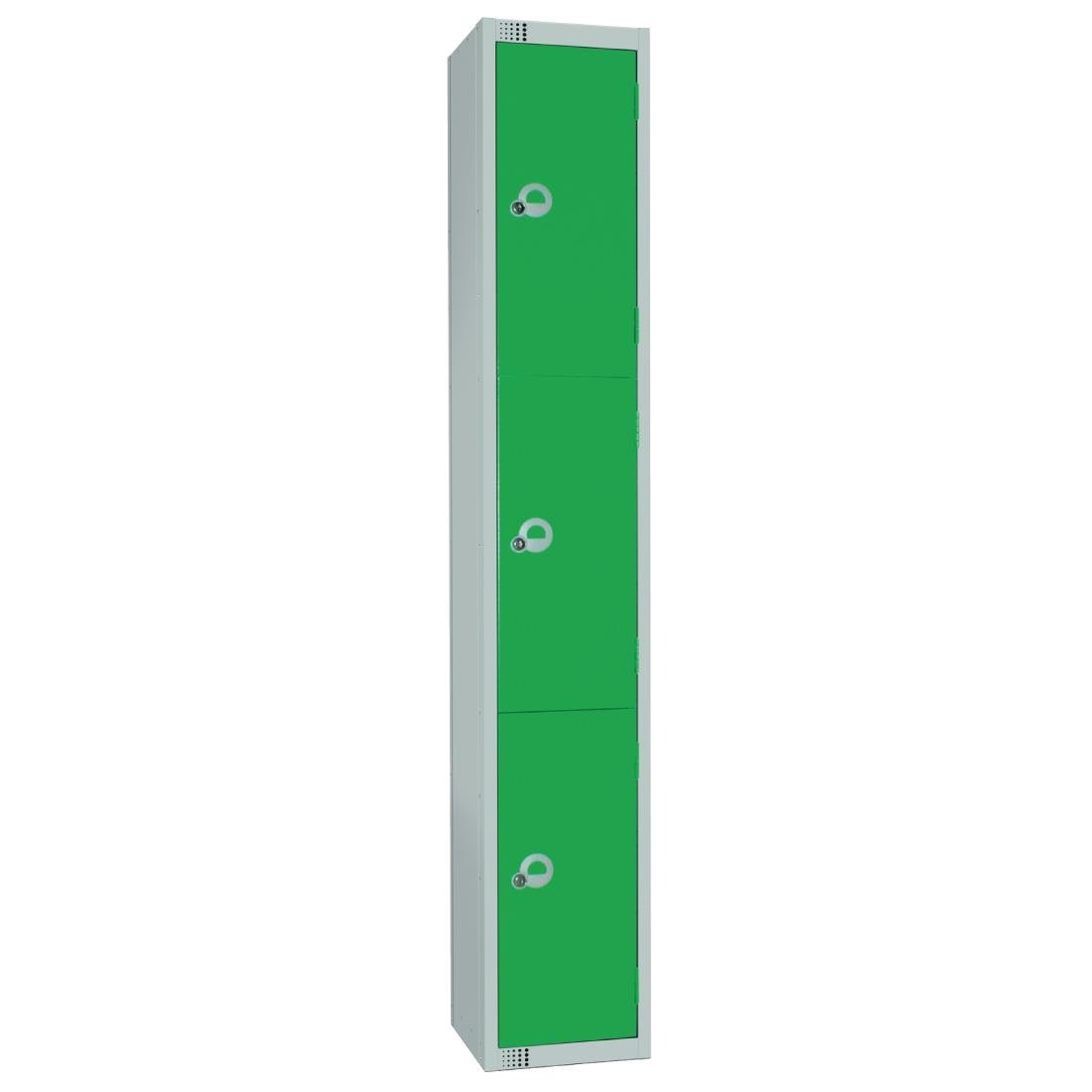 W986-P Elite Three Door Padlock Locker Green